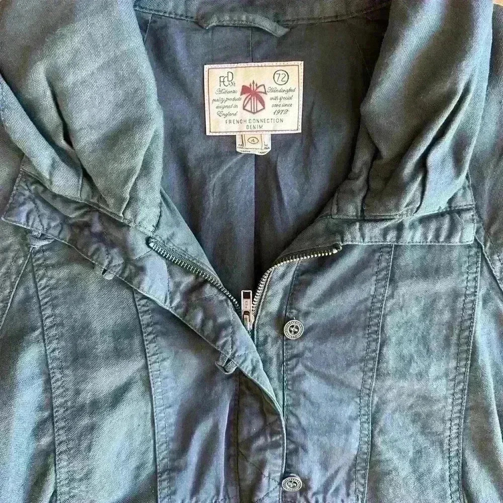 French Connection | Linen and cotton grey slate colored jacket size 4 small - Picture 5 of 7